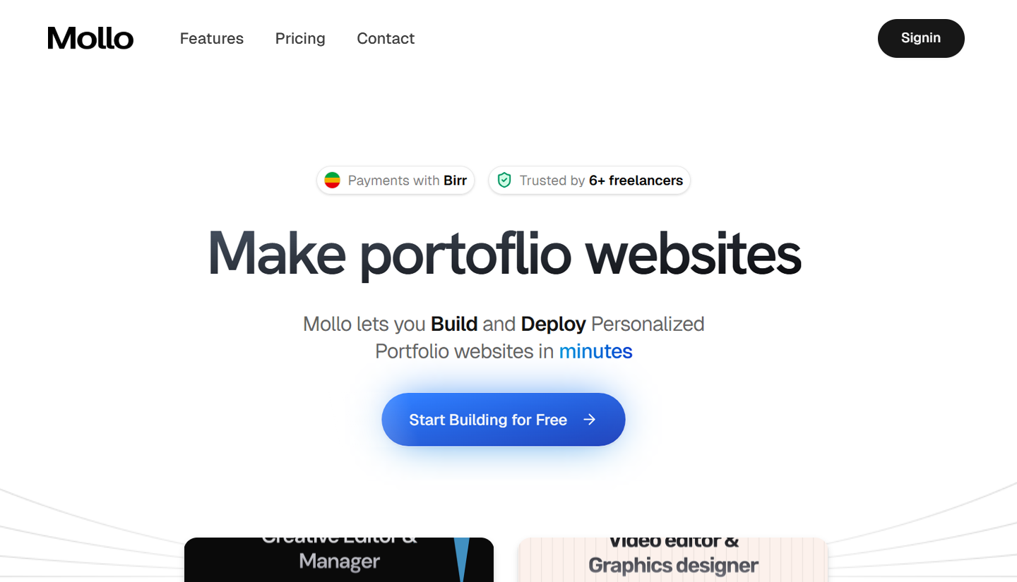 Mollo - Portfolio builder